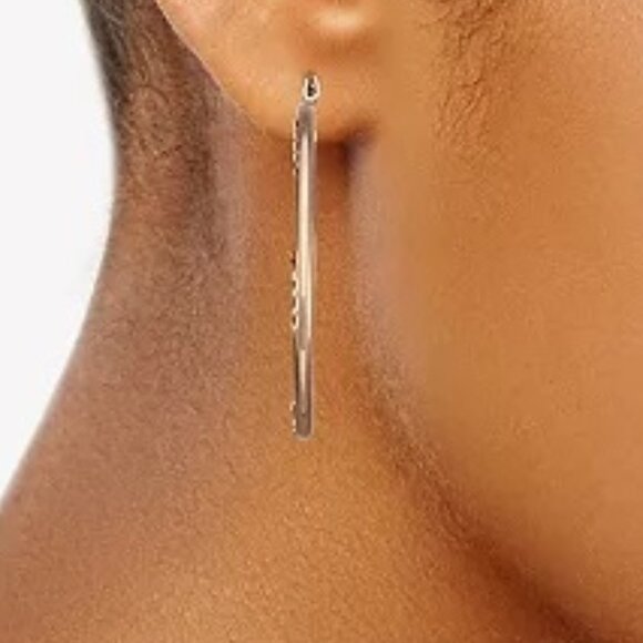 VERA WANG Mod/Contemporary Rose Gold/Clear Crystal Hoop Earrings**NEW! - Picture 2 of 2